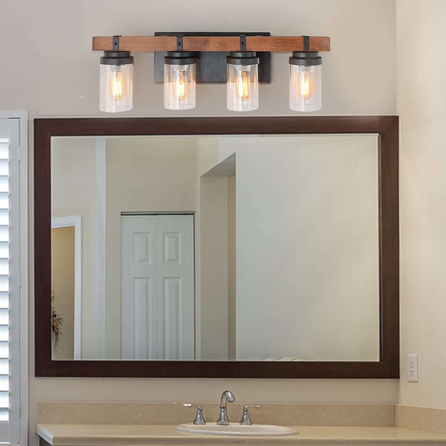 Anmytek 4-Lights Vanity Light with Bubble Glass Shade Wall Mount Sconce Lighting for Bedroom，Kitchen，Hallway - Mycitystee