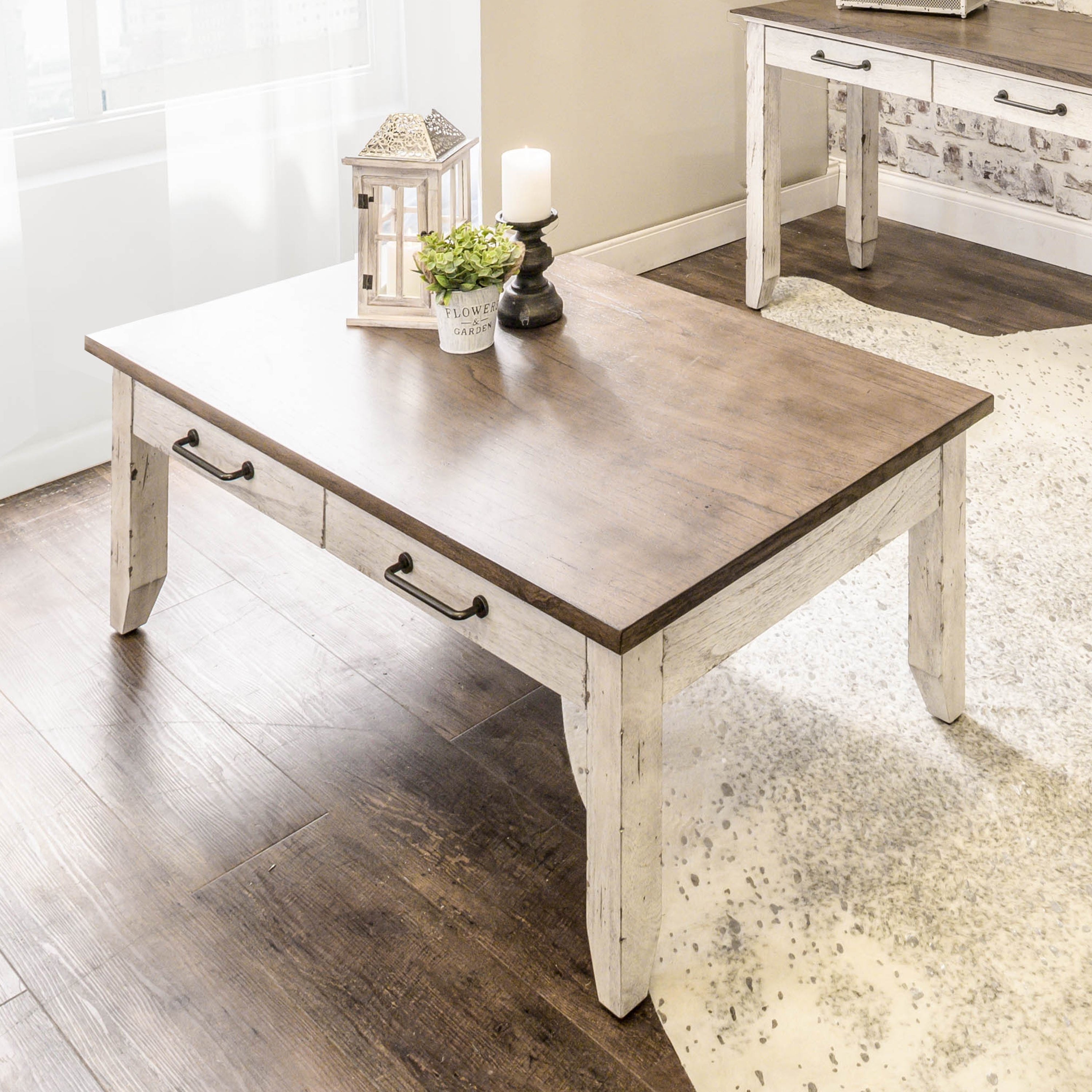 The Gray Barn Billings Creek Two-Tone Ivory and Honey Coffee Table - Mycitystee