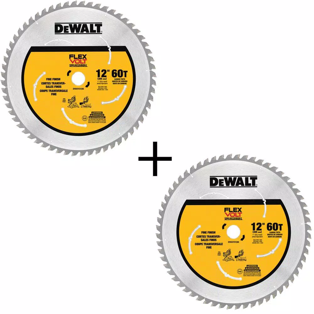 DEWALT FLEXVOLT 12 in. 60-Teeth Carbide-Tipped Miter Saw Blade (2-Pack) and#8211; XDC Depot - Mycitystee