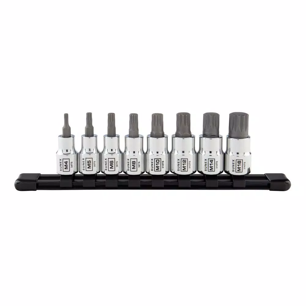 SUNEX TOOLS 3/8 in. Drive Chrome Triple Square Bit Socket Set with Rail (8-Piece) and#8211; XDC Depot - Mycitystee