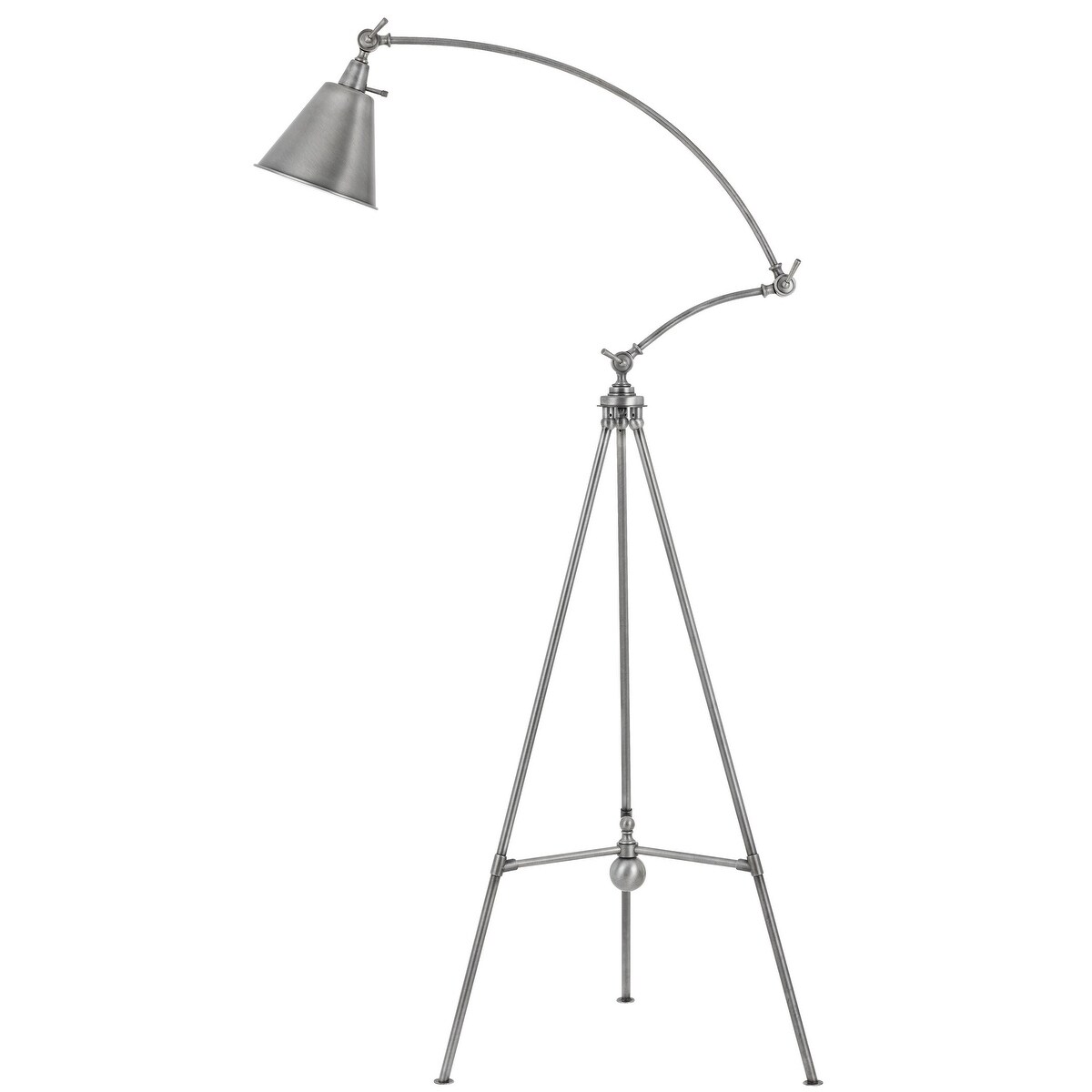 60 Watt Adjustable Metal Frame Tripod Floor Lamp， Antique Silver - 69 H x 36 W x 27 L Inches - Mycitystee