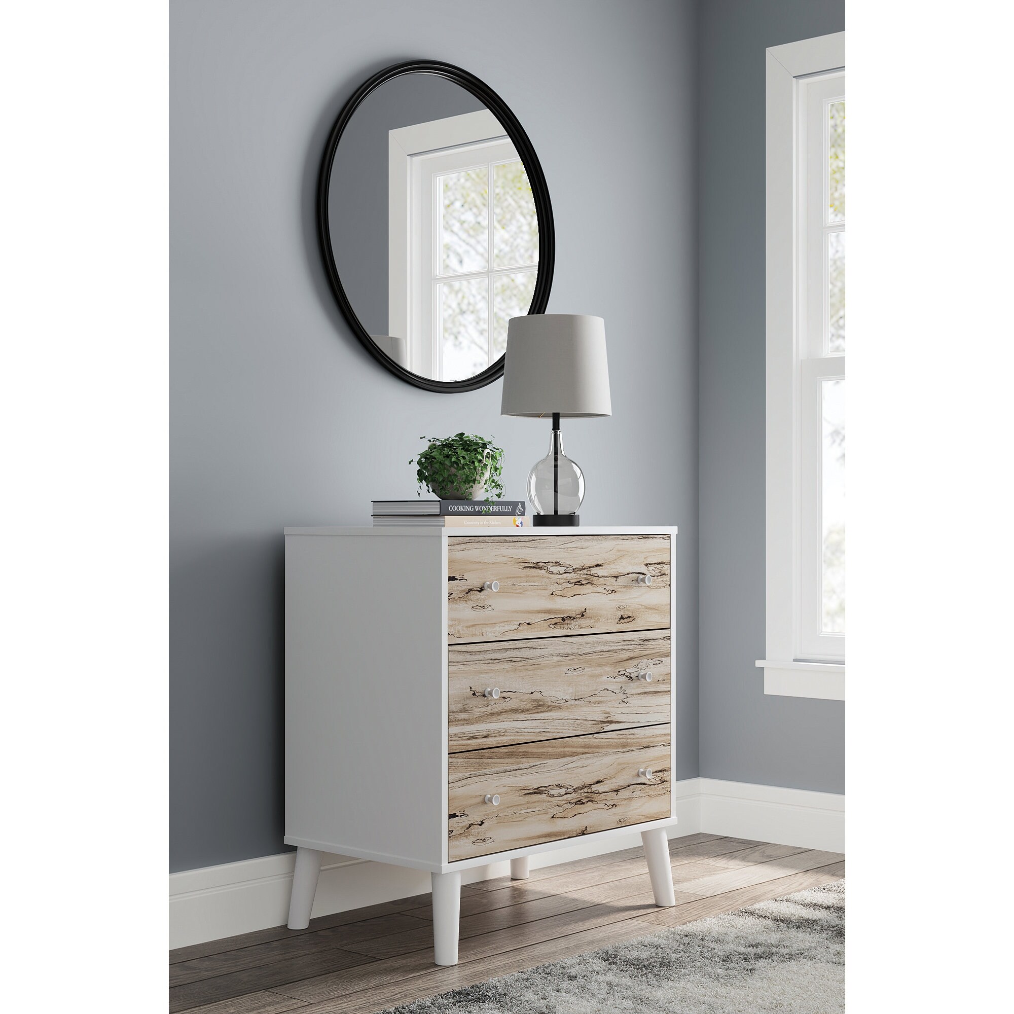 Ashley Furniture Piperton Natural and White 3 Drawer Chest - - 36513931 - Mycitystee