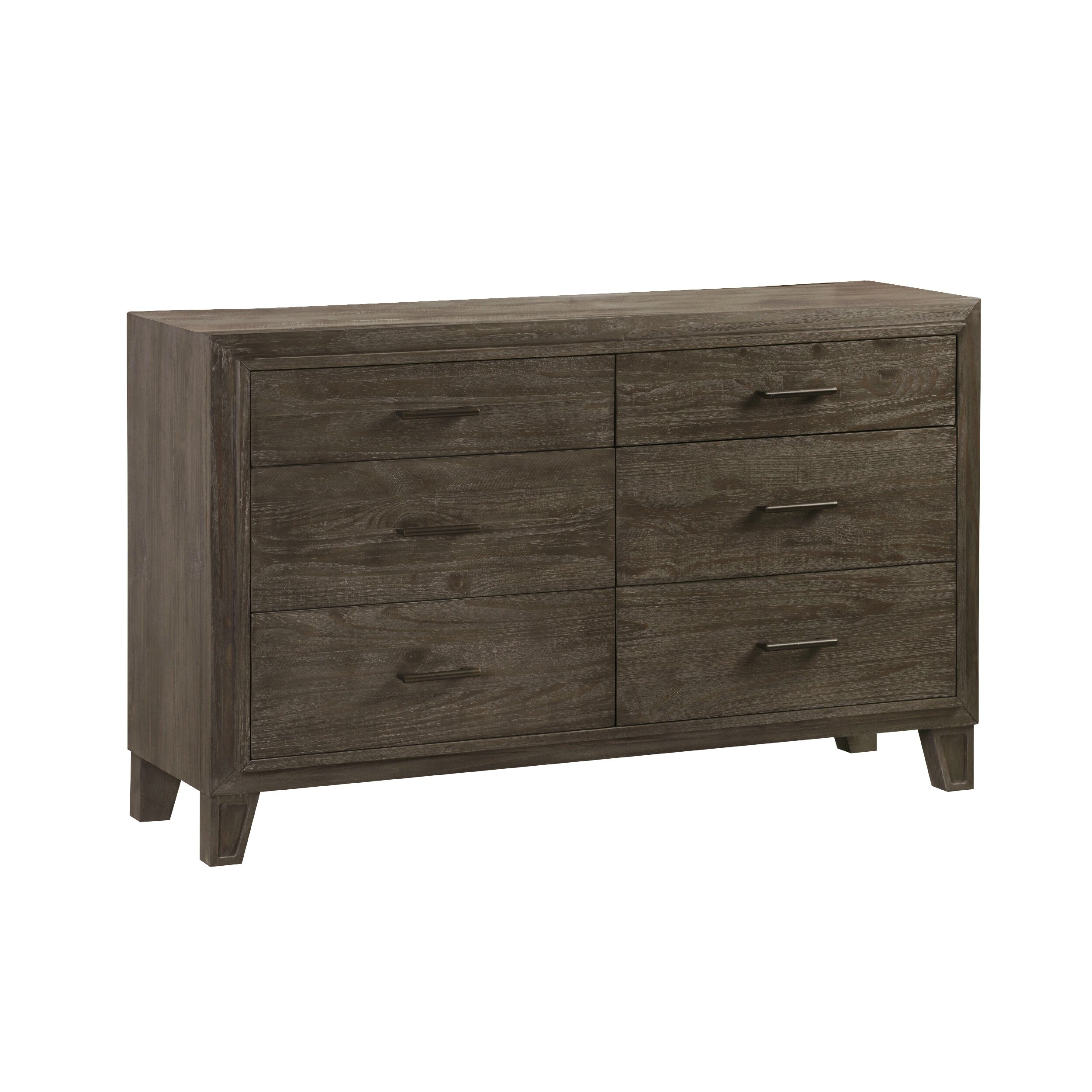 62 Inch Mae Solid Pine Wood Dresser， 6 Drawers， Metal Handles， Rustic Brown - - 35735286 - Mycitystee