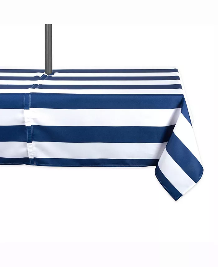 Design Imports Nautical Blue Cabana Stripe Outdoor Table cloth with Zipper 60
