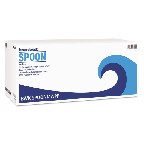 Boardwalk Mediumweight Polypropylene Cutlery， Teaspoon， White， 1000/Carton (SPOONMWPP) - Mycitystee