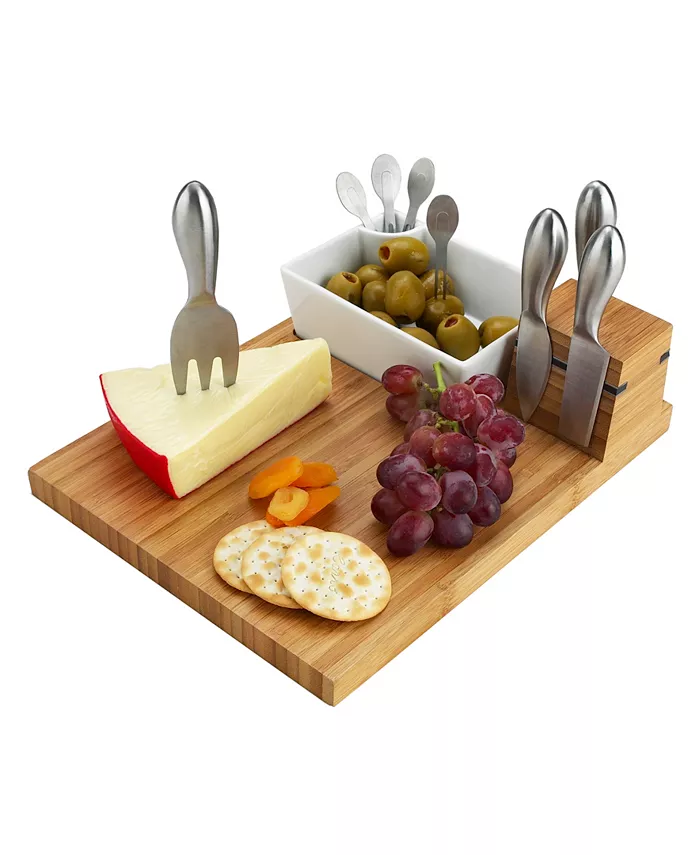 Picnic At Ascot Buxton Bamboo Cheese Board Set with 4 Tools - Mycitystee