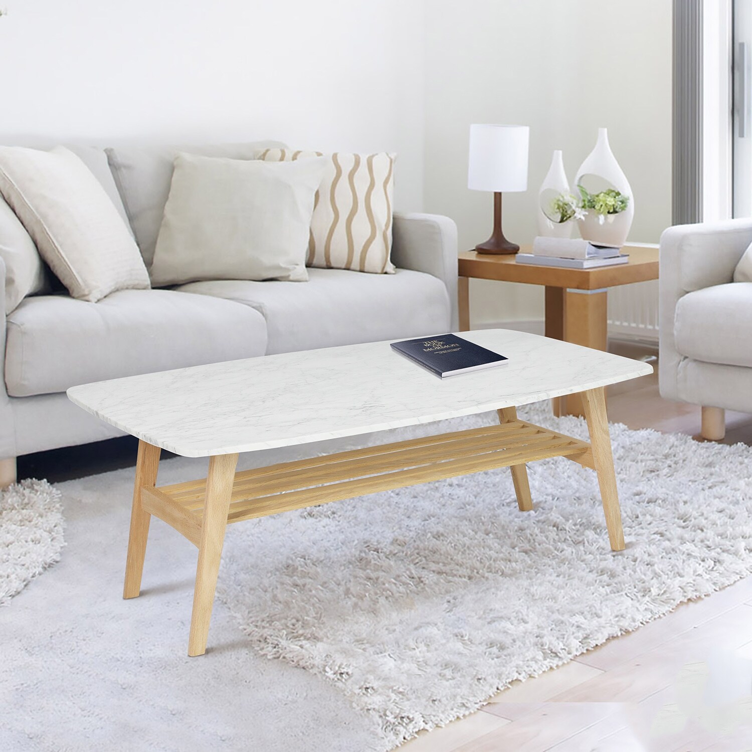 Beautiful Italian Carrara White Marble Coffee Table For A Modernized And Stylish Living Room - Mycitystee