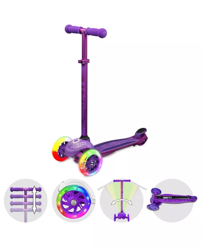 Crazy Skates Joey Glo Kick Scooter With Light Wheels For Kids With Complete Safety Pad Set - Mycitystee