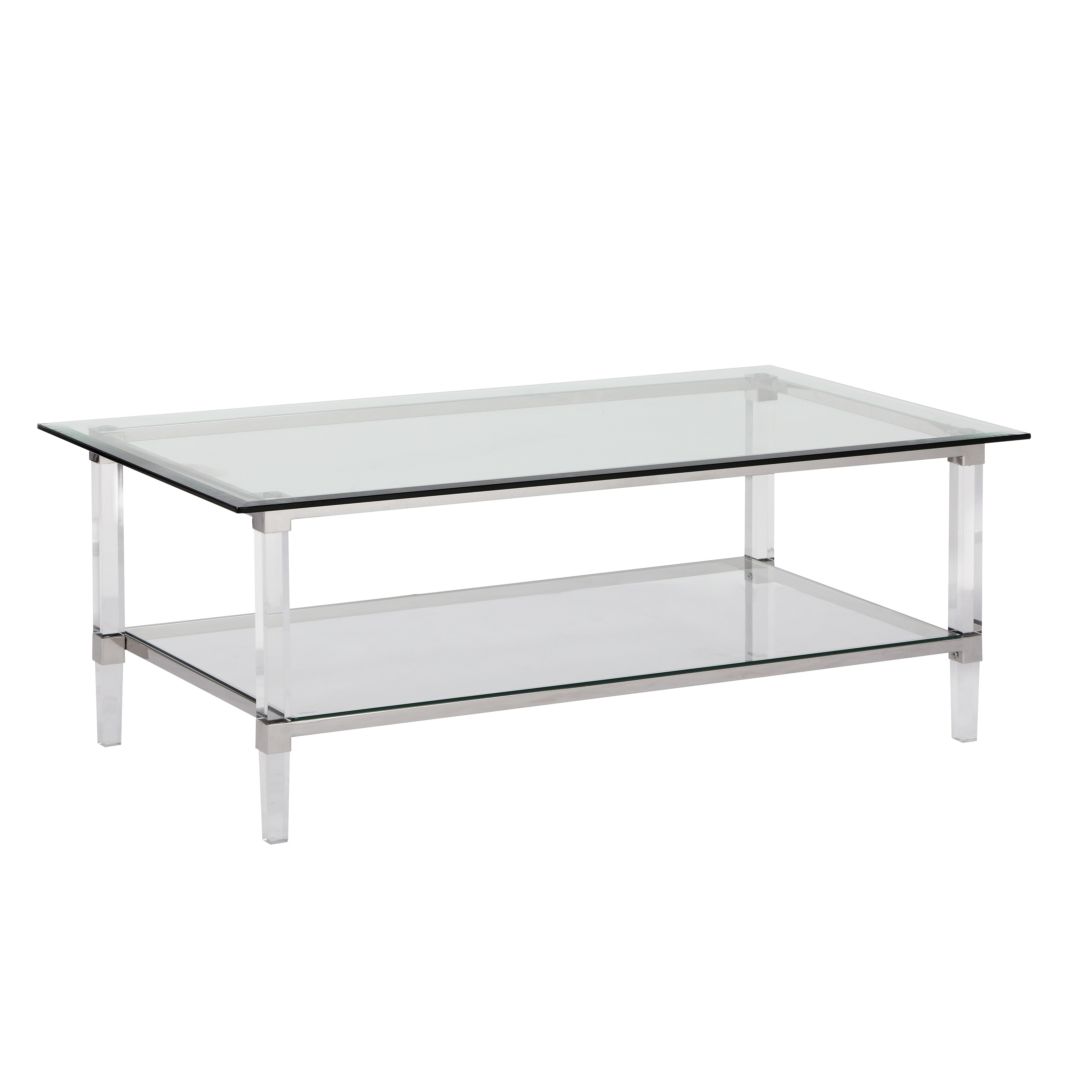 Best Quality Furniture Coffee， End， and Console Tables with Clear Glass Top and Acrylic Legs - Mycitystee