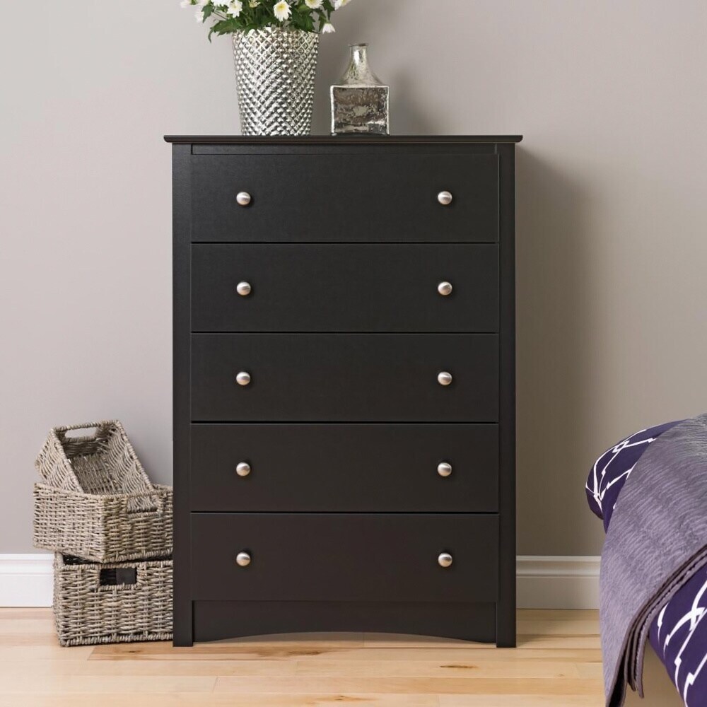 Broadway Black 5-drawer Chest - - 34275612 - Mycitystee