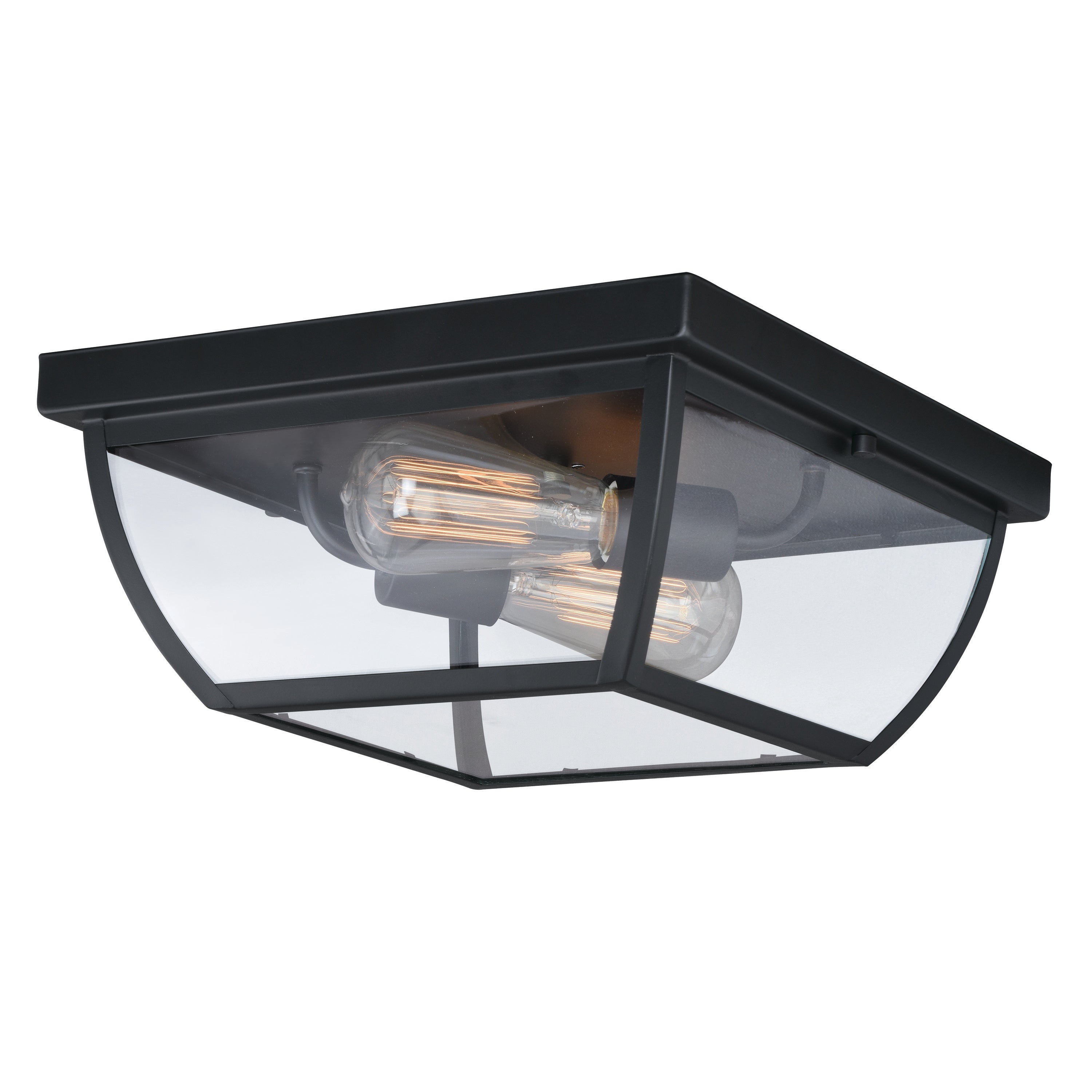 Granville Bronze Geometric Outdoor Flush Mount Ceiling Light Clear Glass - 12.5-in W x 5.75-in H x 12.5-in D - Mycitystee