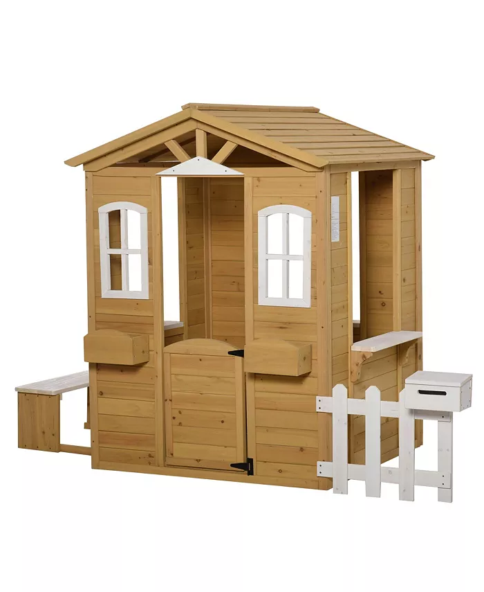 Outsunny Outdoor Playhouse w  Fence Serving Station 82.75