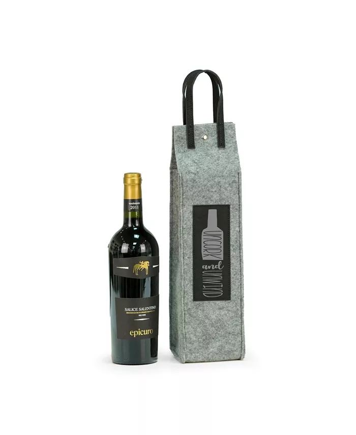 Bey-Berk Uncork Unwind Felt Wine Tote with Accents - Mycitystee