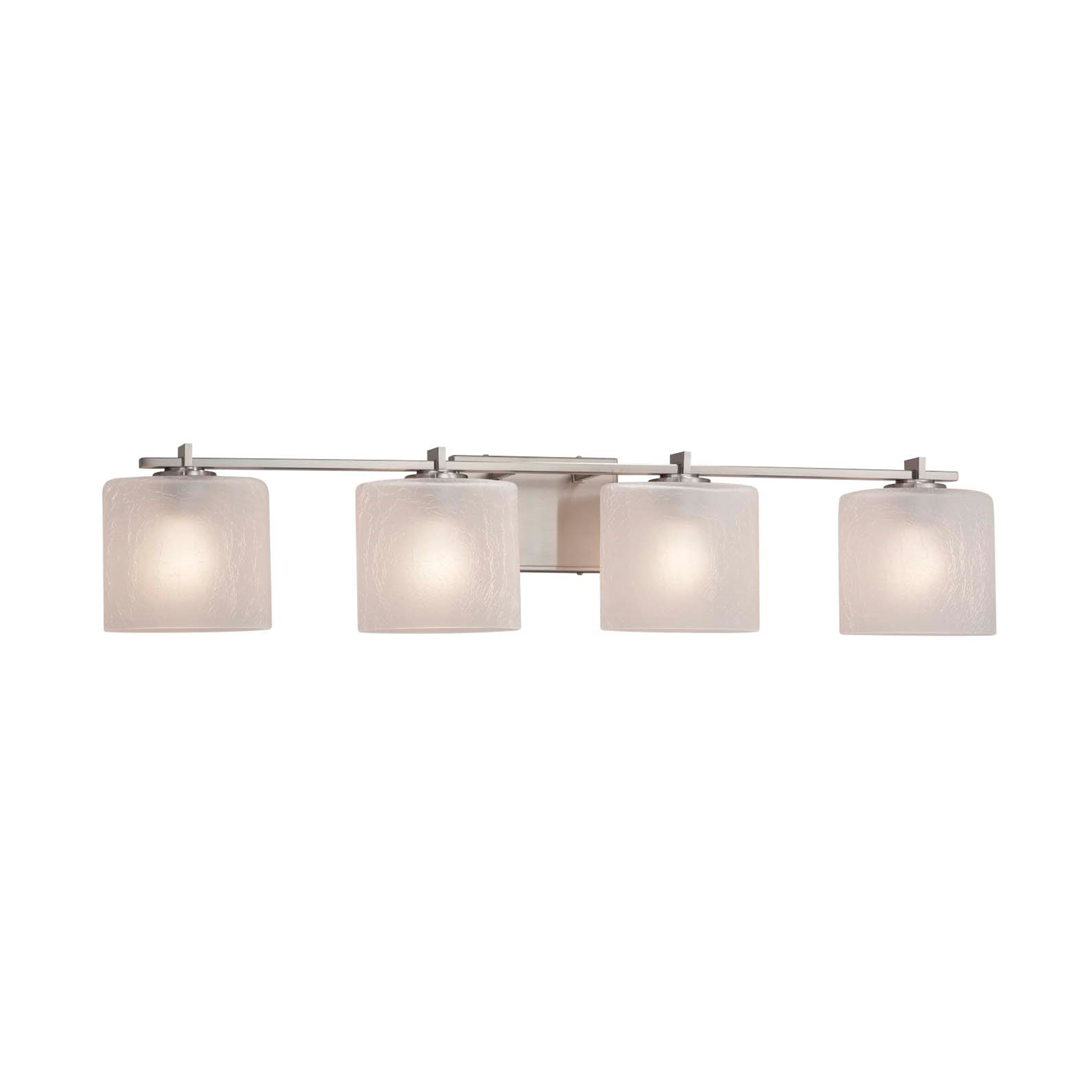 Justice Design Fusion Era 4-light Brushed Nickel Bath Bar， Frosted Crackle Oval Shade - Brushed Nickel - Mycitystee