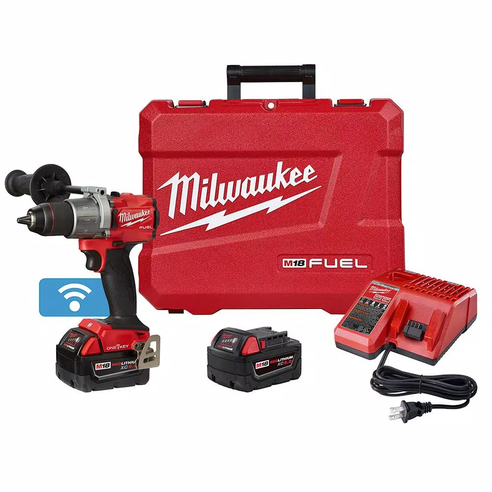 Milwaukee M18 FUEL ONE-KEY 18-Volt Lithium-Ion Brushless Cordless 1/2 in. Hammer Drill/Driver Kit with Two 5.0 Ah Batteries and#8211; XDC Depot - Mycitystee