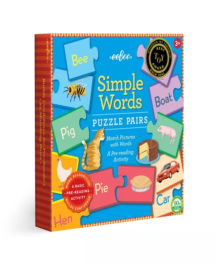 Eeboo Simple Word Puzzle Pairs 48 Piece Set - Mycitystee