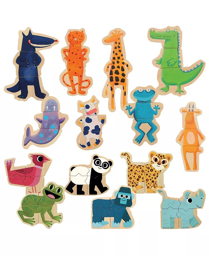 DJECO Magnetic Animal Puzzle Set - 14 Silly Animal Puzzles - Mycitystee