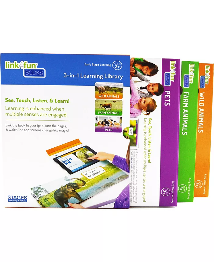 Stages Learning Materials Linf4fun Master Pack of 3 Animal Interactive Board Book With Free iPad App - Mycitystee