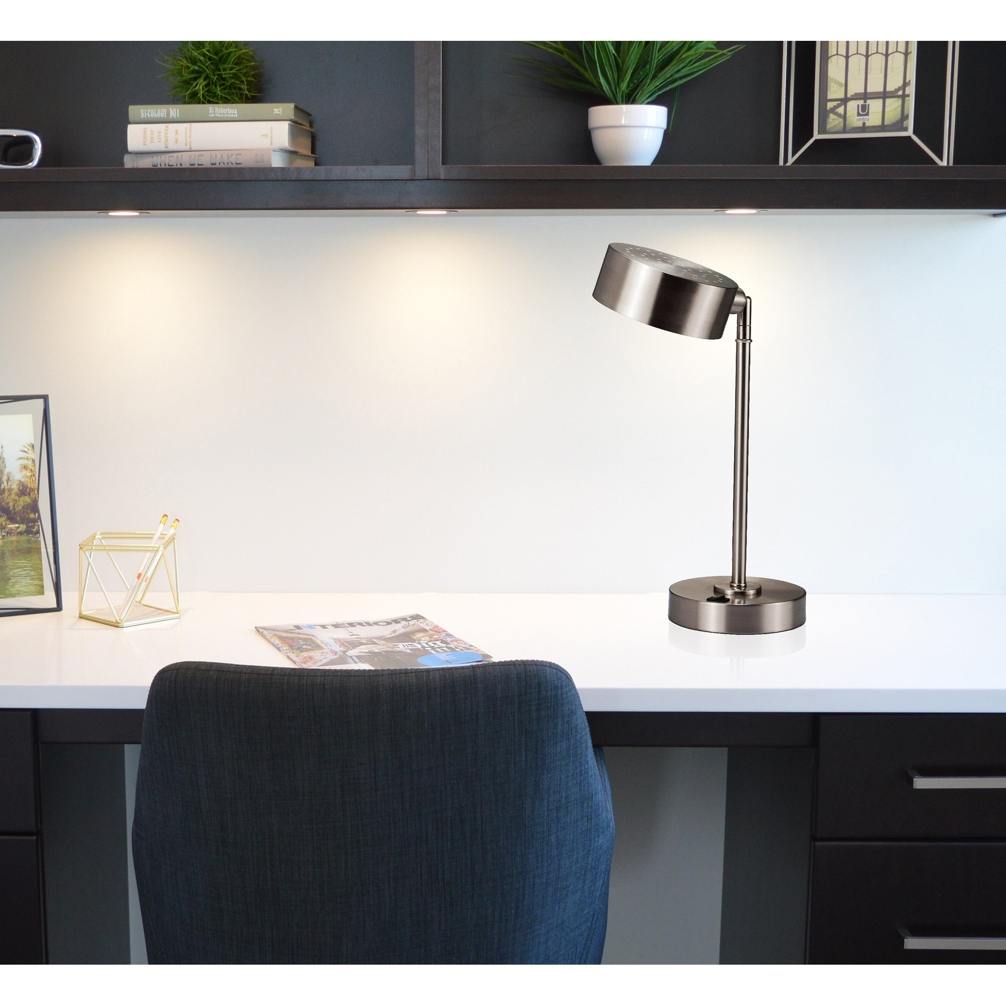 Cambert Brushed Silver LED Table Lamp with USB Port - Mycitystee
