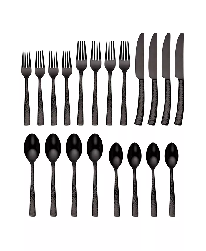 Hampton Forge Argent Orfandegravevres Paris Hammered  Gunmetal 20-Pc. Flatware Set， Service for 4 - Mycitystee