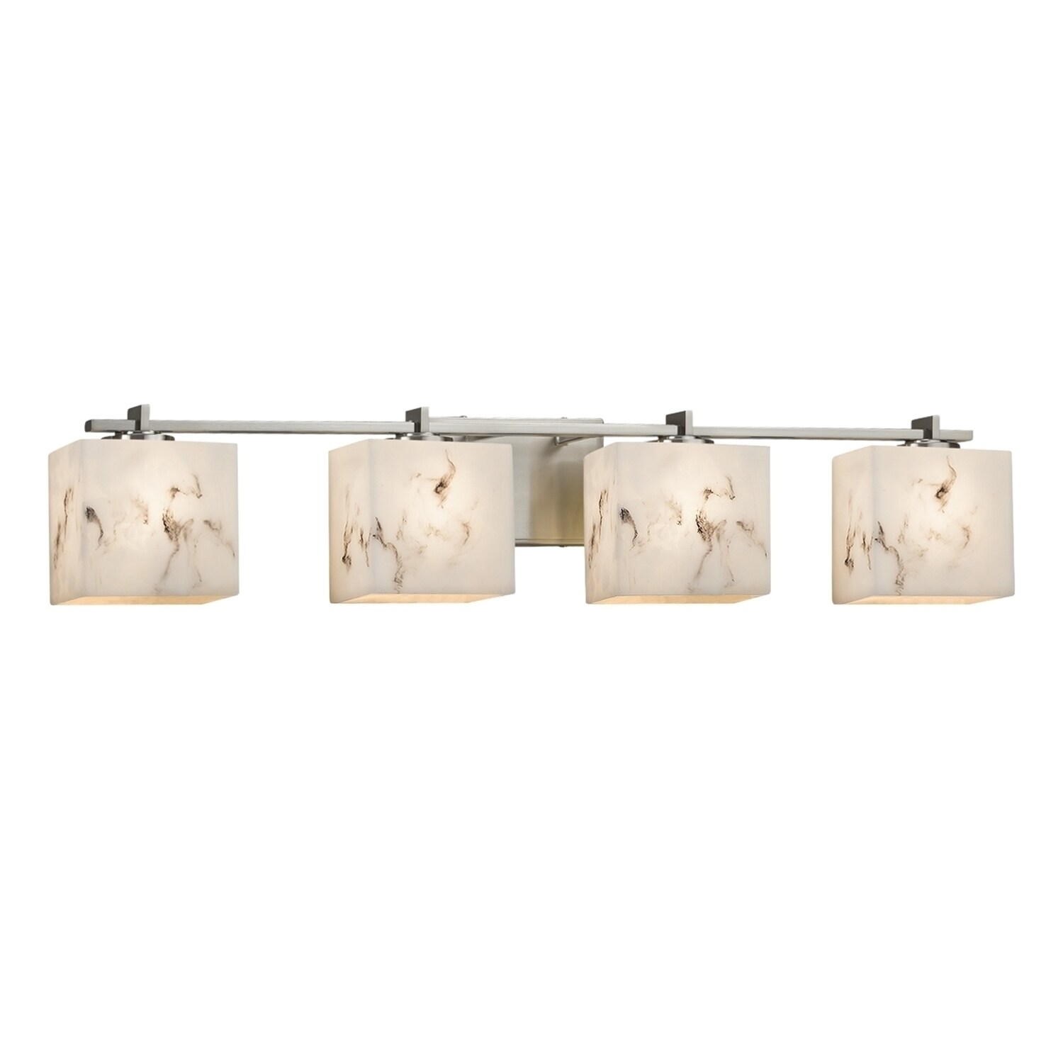 Justice Design LumenAria Era 4-light Brushed Nickel Bath Light， Off-white Rectangle Shade - Mycitystee