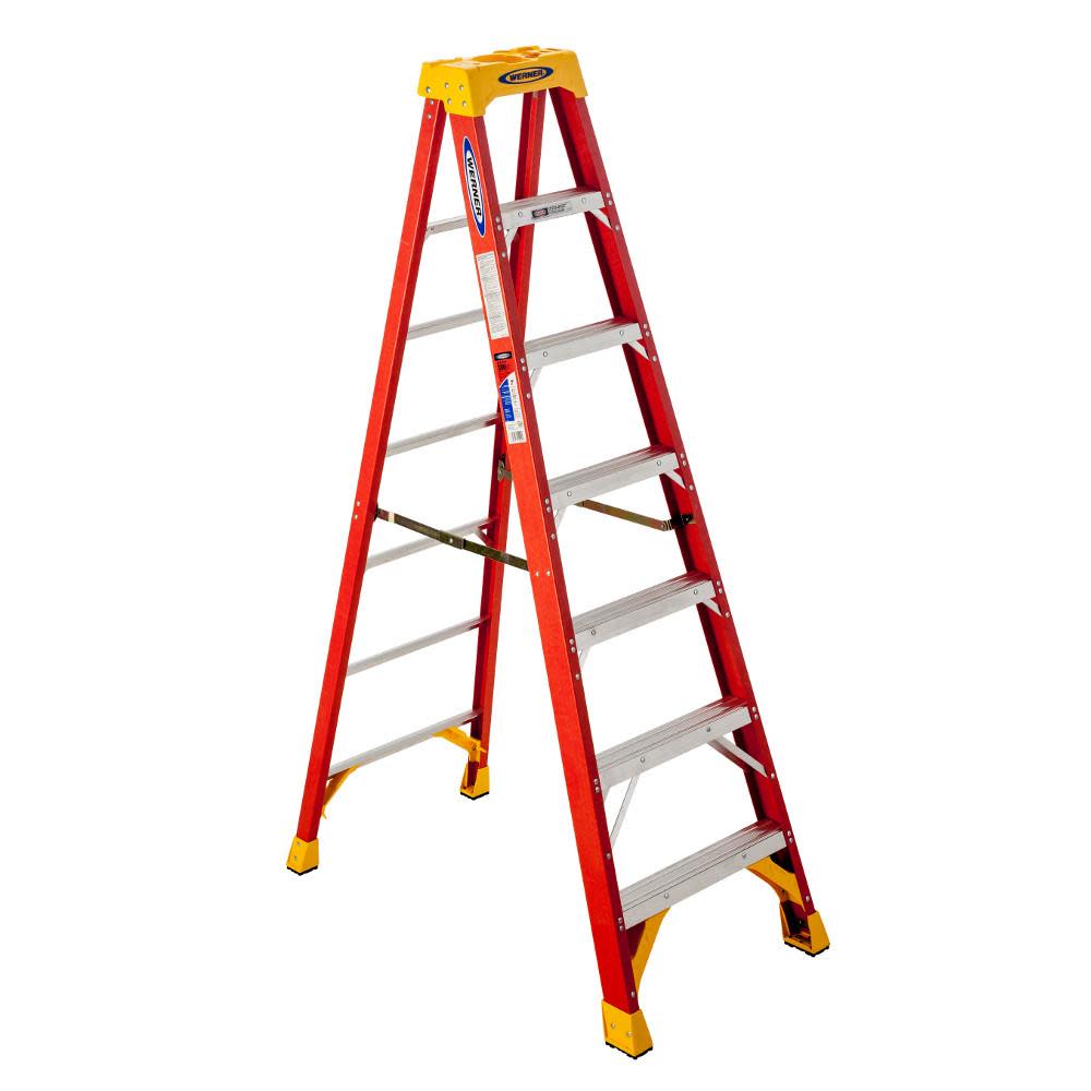 7-ft Fiberglass Type 1A - 300 lbs. Capacity Step Ladder 6207 - Mycitystee