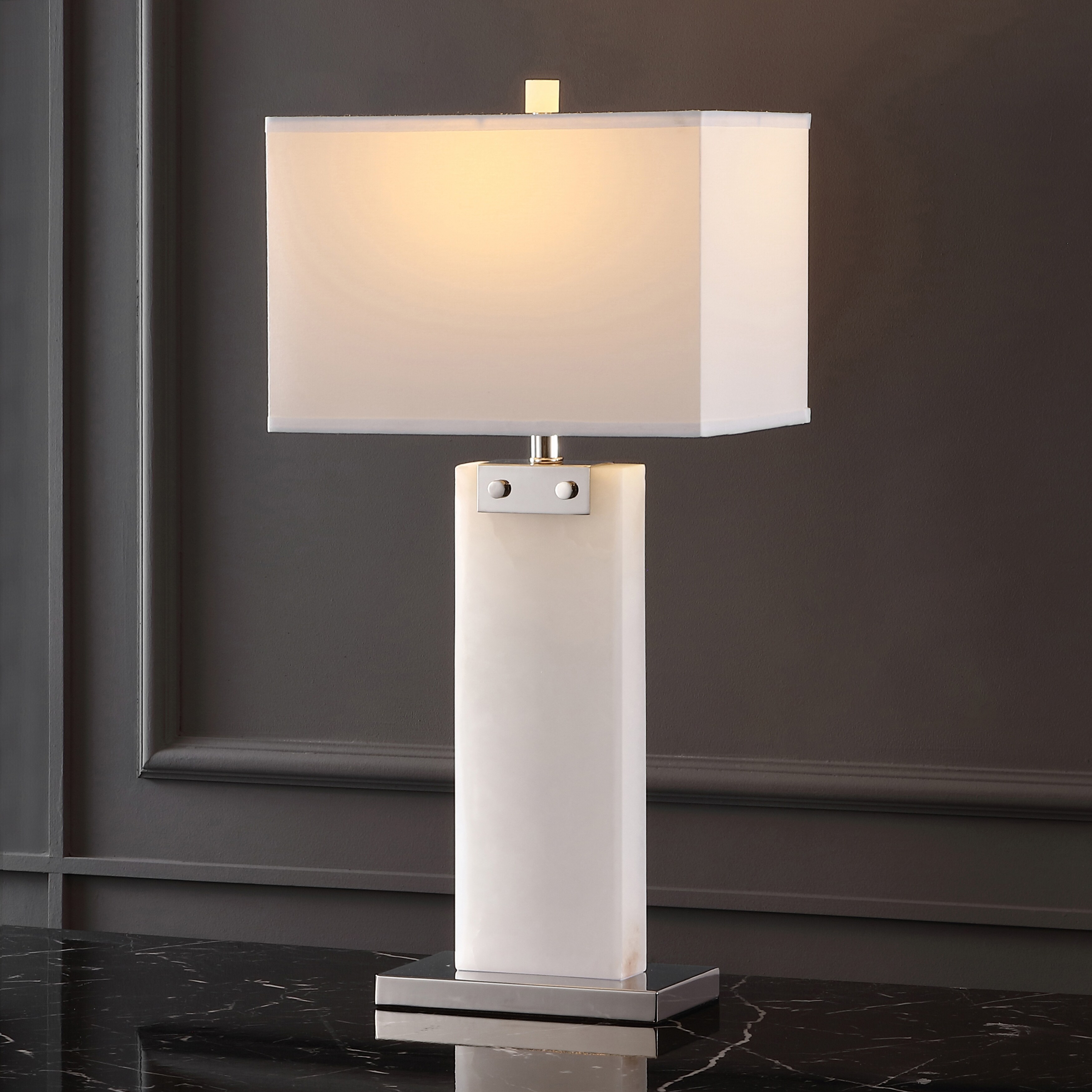 SAFAVIEH Couture Morgen Alabaster Table Lamp - 15 IN W x 10 IN D x 30 IN H - Mycitystee
