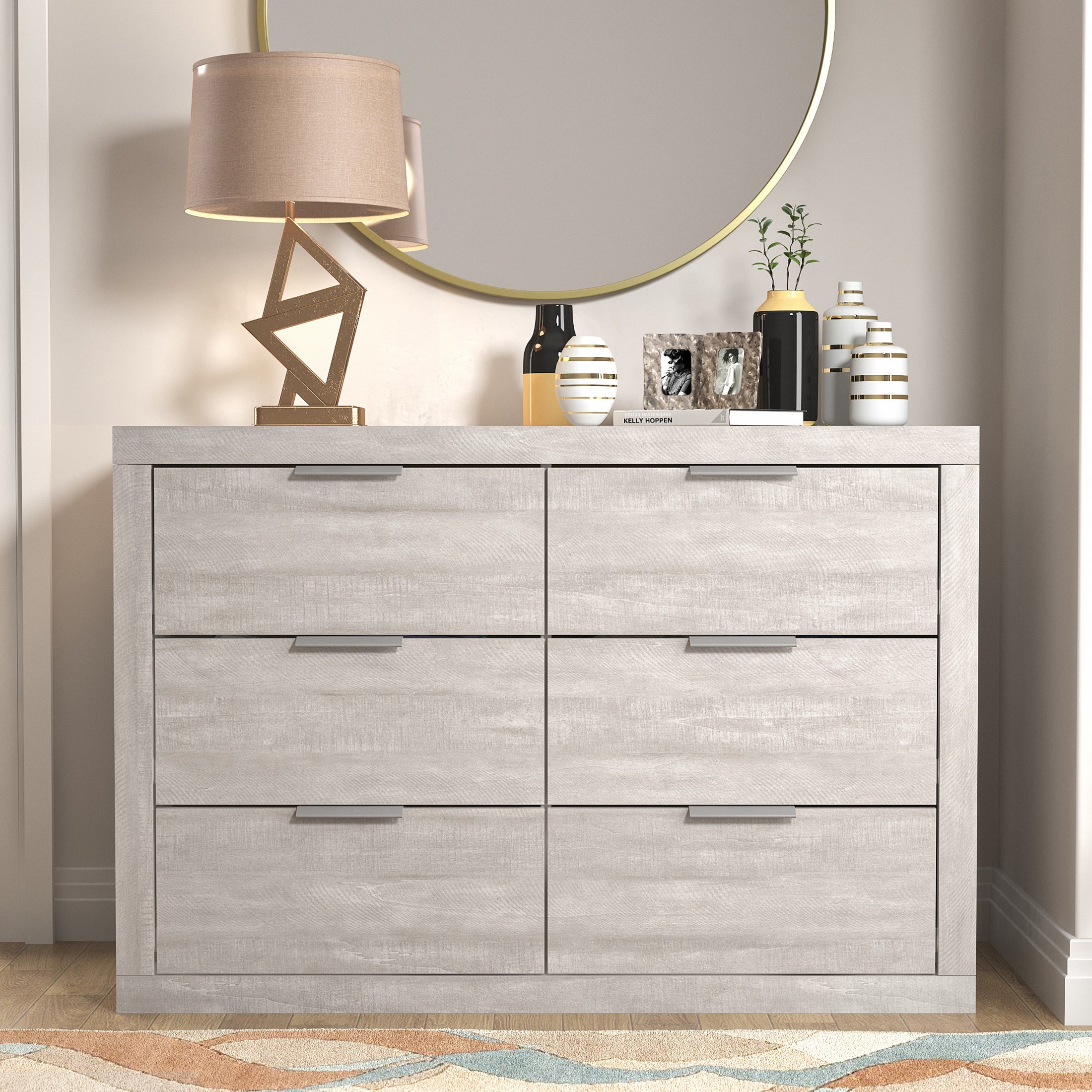 Harlowin 6-Drawer Dresser (31.7 in. × 46.5 in. × 16.1 in.) - - 36758346 - Mycitystee