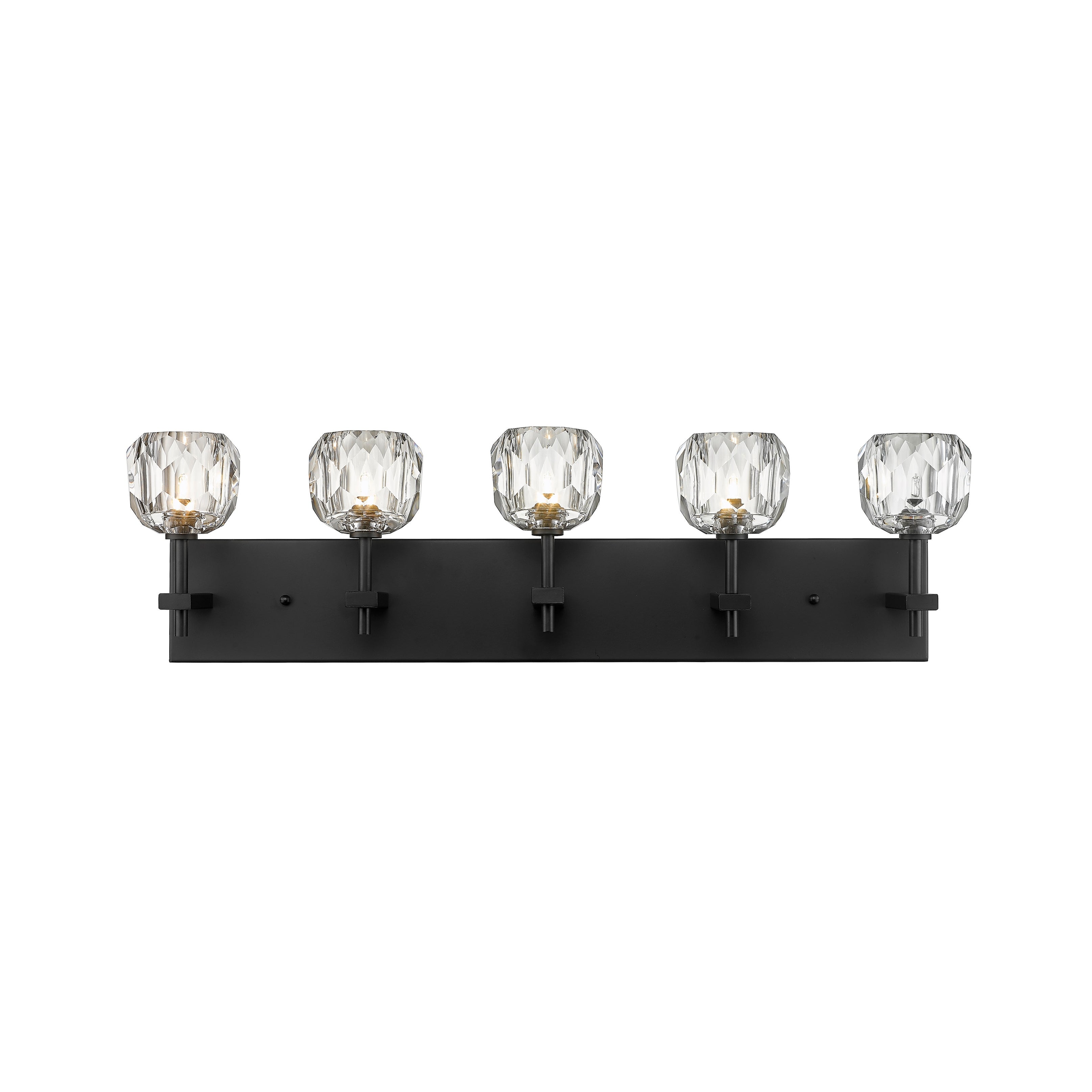 A black frame wall sconce with clear crystal shades - Mycitystee