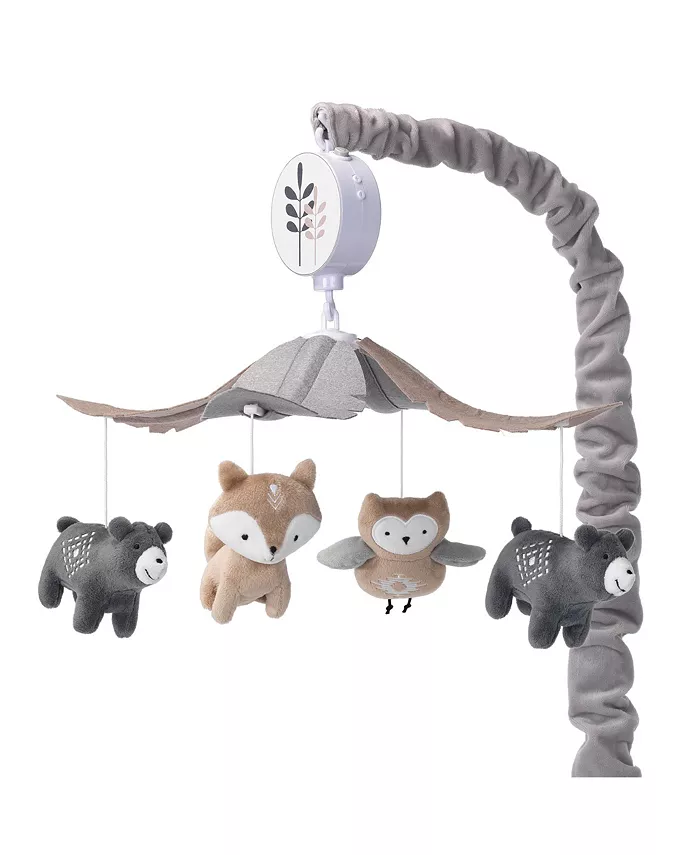 Lambs Ivy Woodland Forest Gray Tan Musical Baby Crib Mobile Soother Toy - Mycitystee