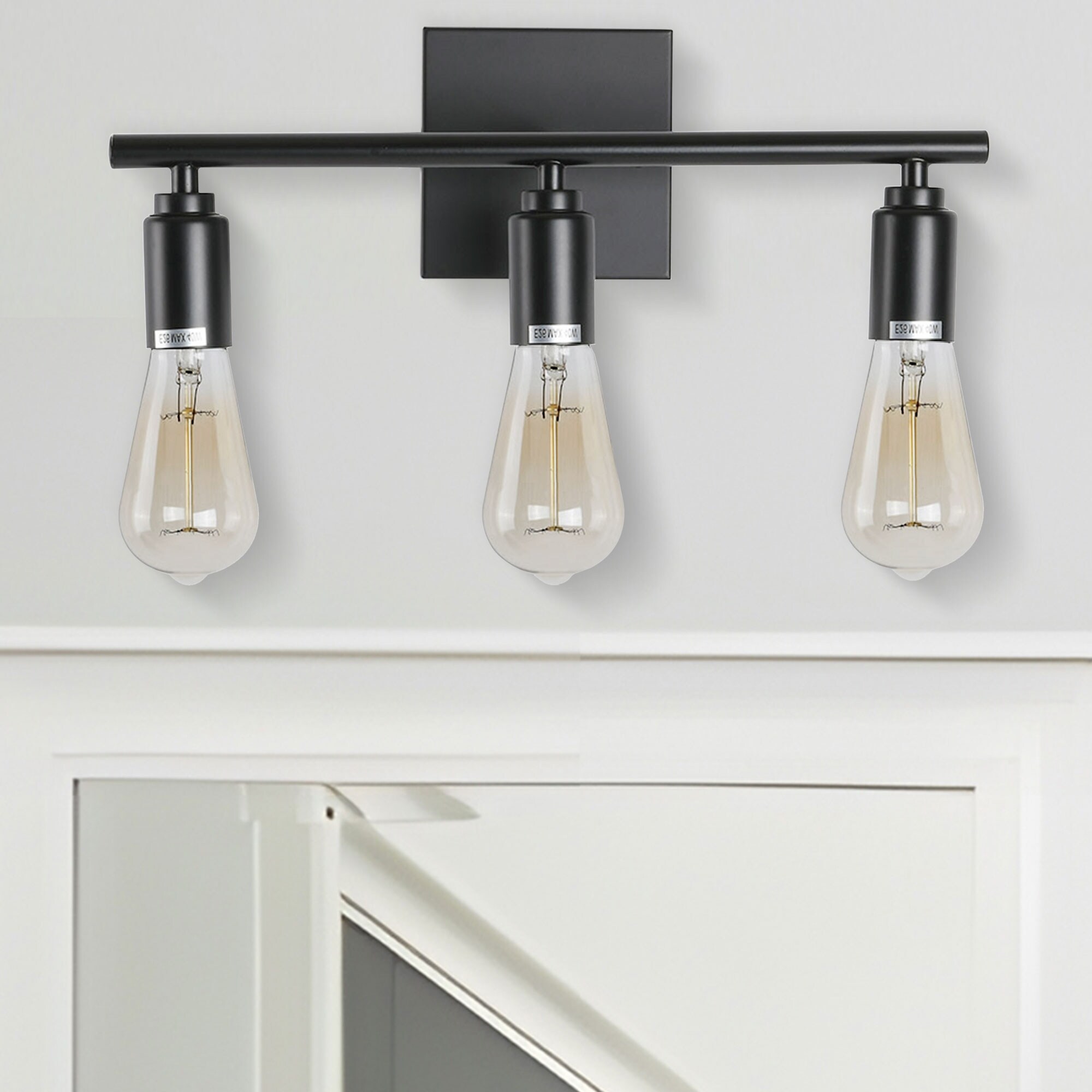 15.7 in. 3-Light Black Iron Vanity Light with Painted Matte - 15.7 in. - Mycitystee