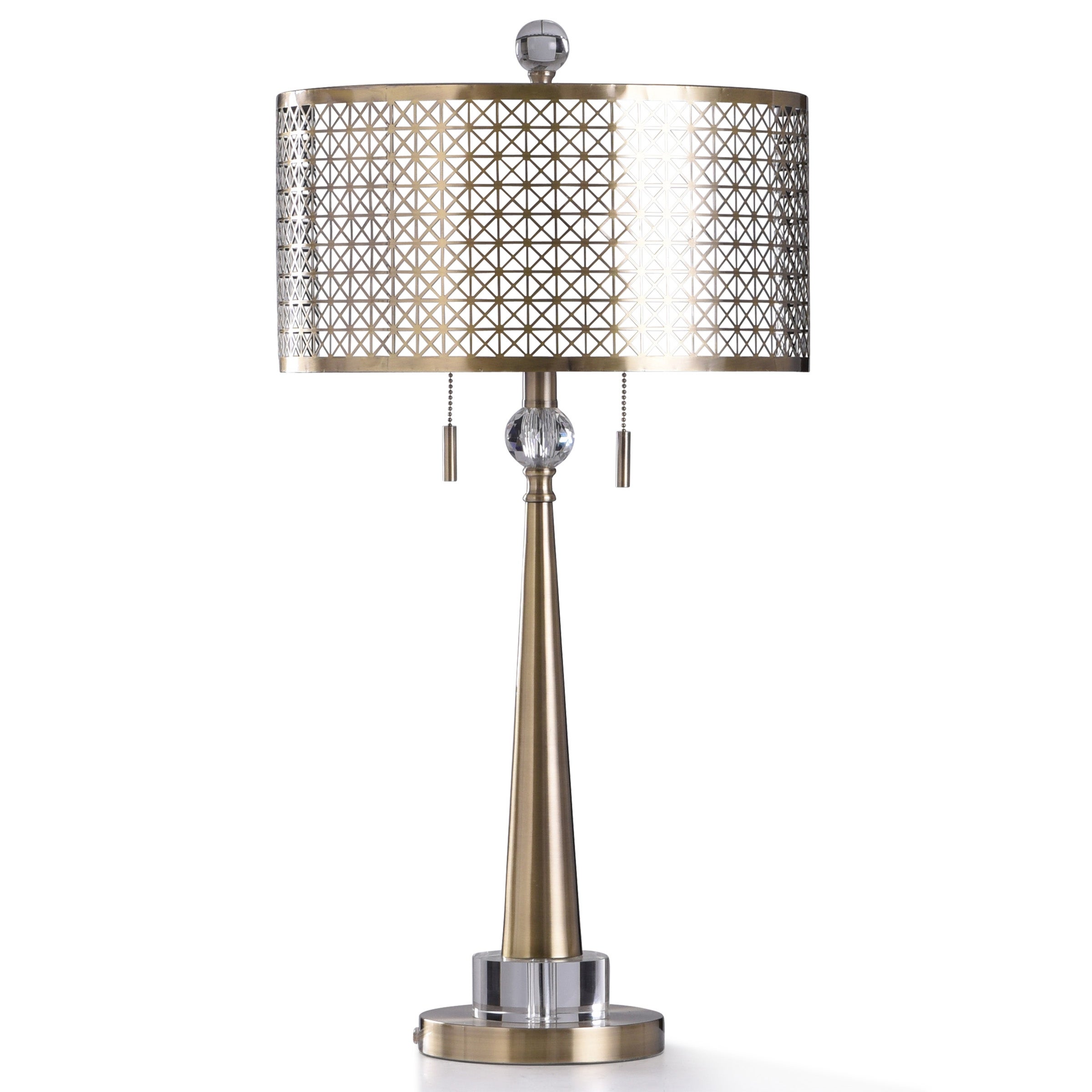 StyleCraft Baffo Brass Metal and Clear Crystal Base Table Lamp - Mycitystee