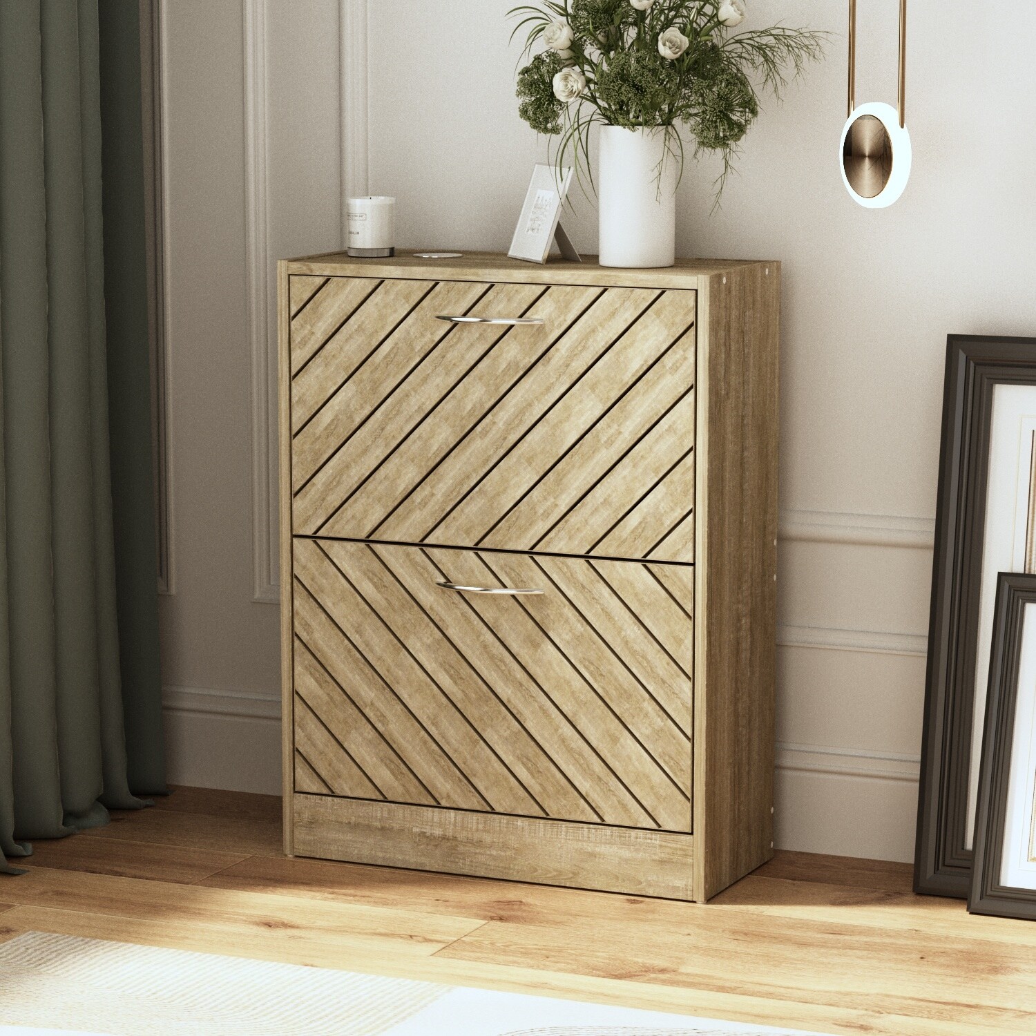 FUFUandGAGA Freestanding 2 Flip Drawers Shoe Cabinet Storage Organizer - - 35478227 - Mycitystee