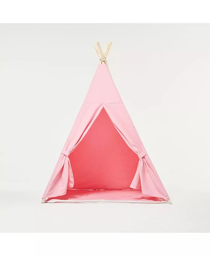 RocketBaby Cotton Canvas Teepee Play Tent with Soft Carpet Pink - Mycitystee