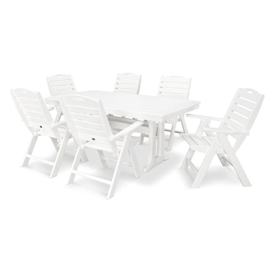 POLYWOOD 7-Piece Nautical Dining Set in White - Mycitystee