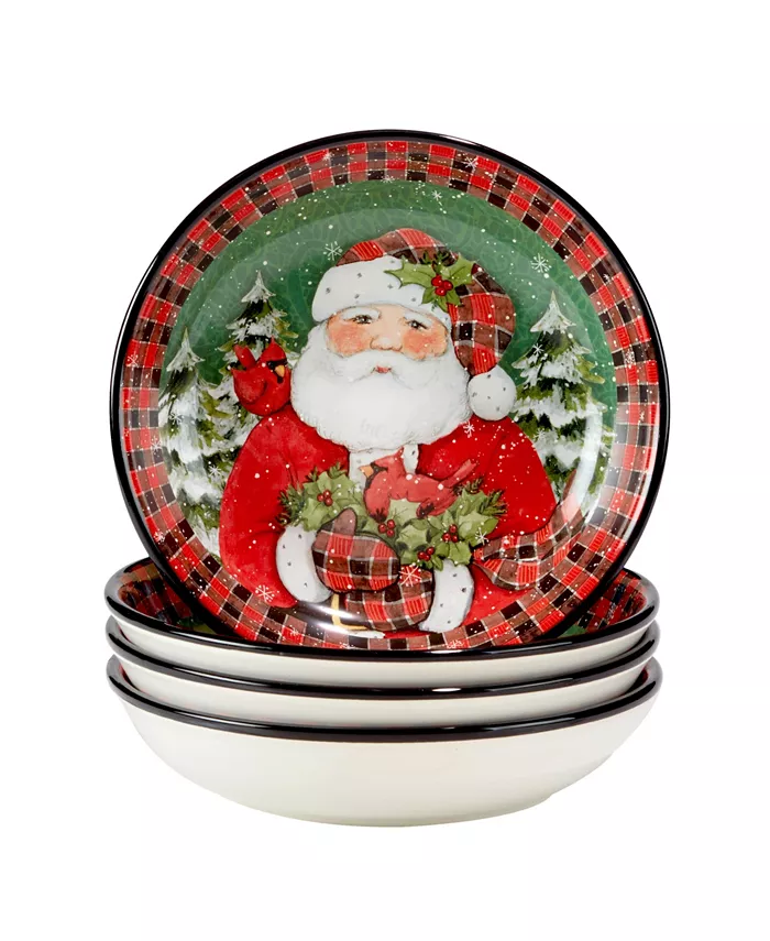 Certified International Christmas Lodge Santa 4 Piece Soup Bowl Set - Mycitystee
