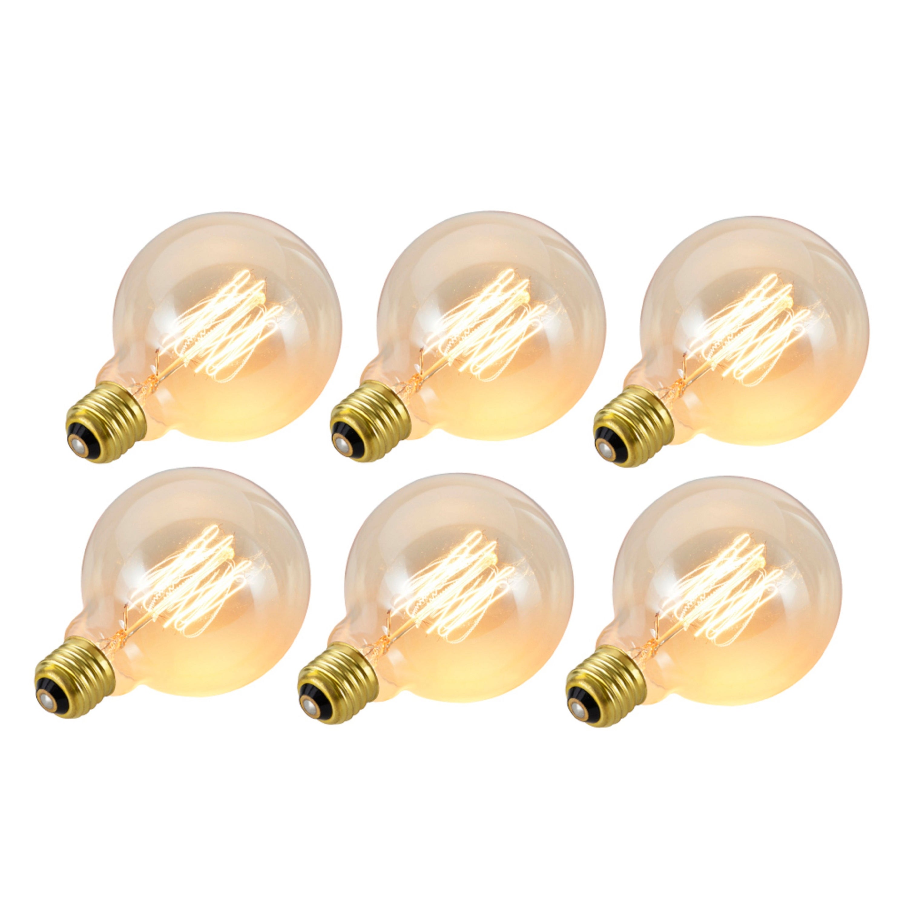 Aspen Creative G30 Vintage Edison Filament Light Bulb， 60 Watt Medium (E26) Base， Clear (Set of 6) - Mycitystee
