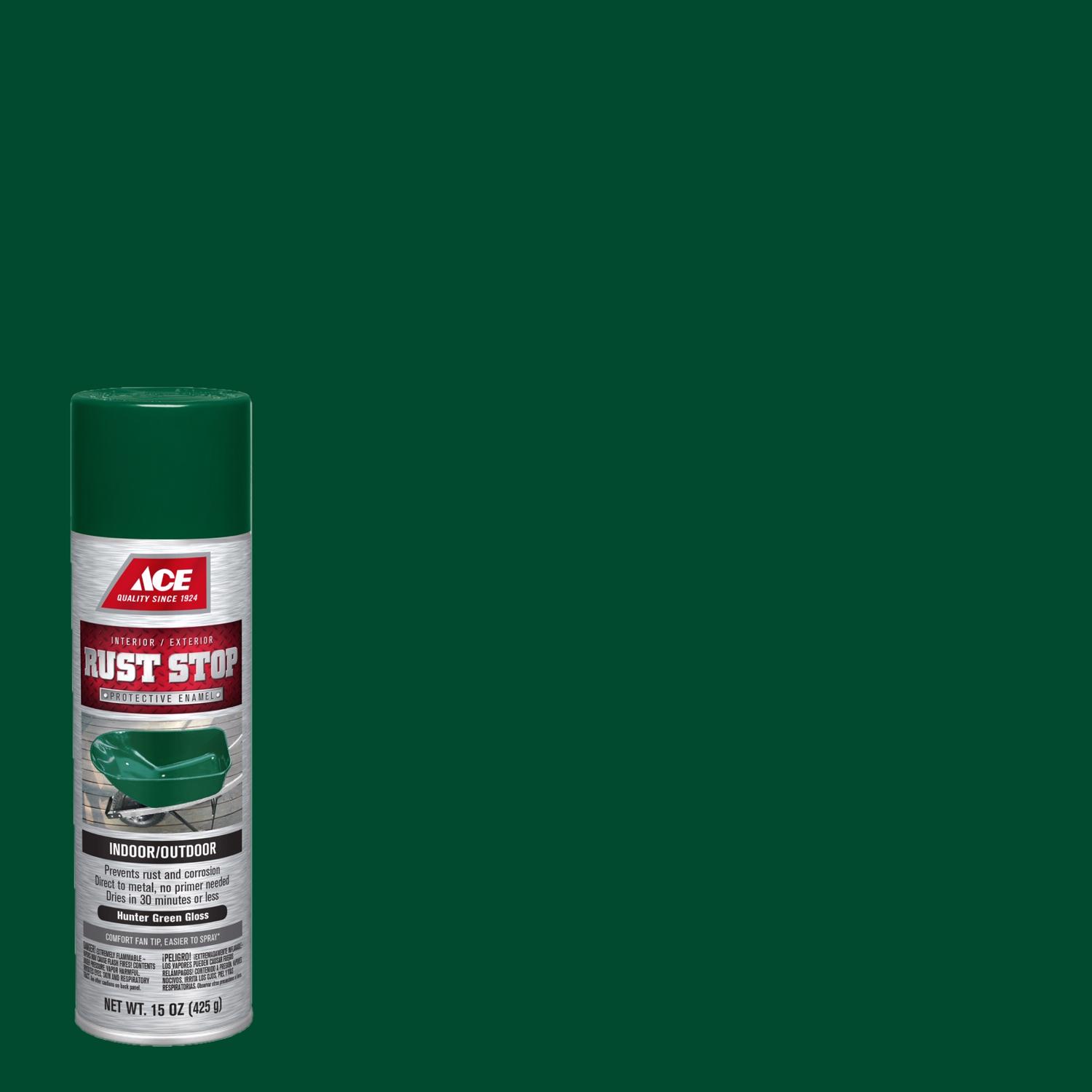 Ace Rust Stop Gloss Hunter Green Protective Enamel Spray Paint 15 oz - Mycitystee