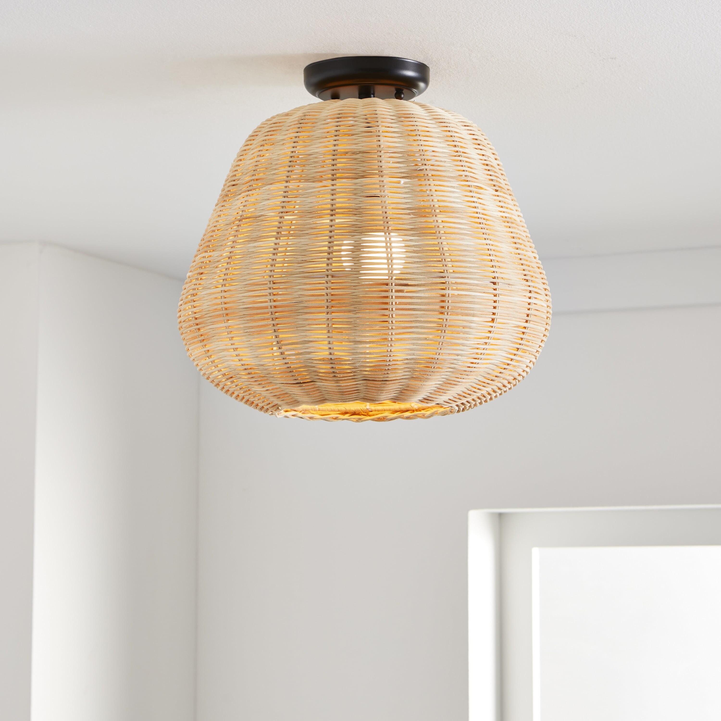 Nature Woven Ceiling Light， 1 A19 Bulb Included - Mycitystee