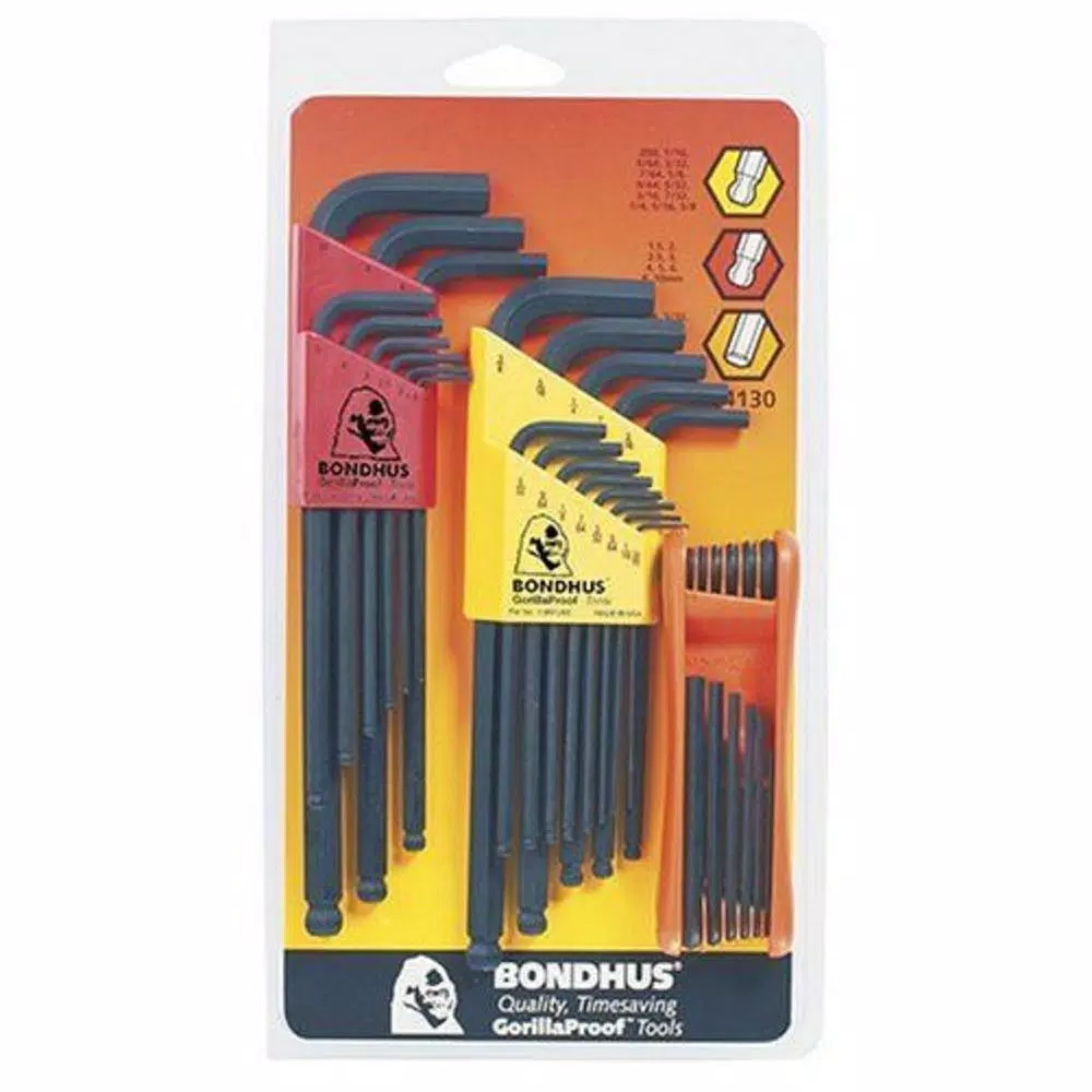 Bondhus Standard and Metric Ball End L-Wrench Sets and Hex Fold Up Tool with Standard and Metric Sizes (34-Piece) and#8211; XDC Depot - Mycitystee