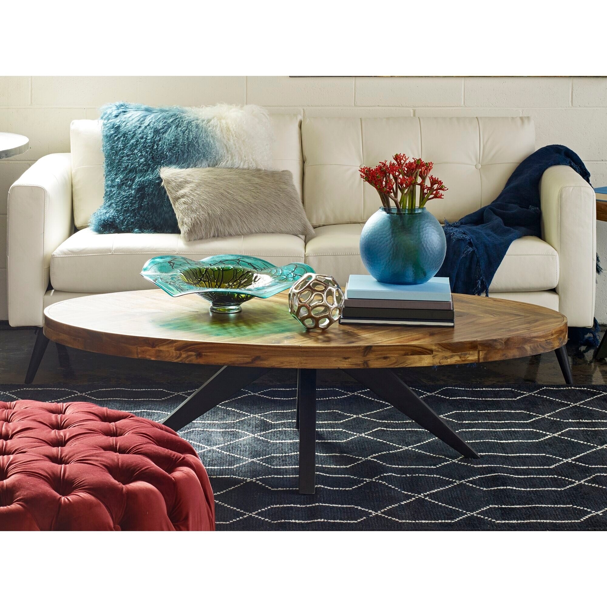 Aurelle Home Panko Oval Modern Rustic Coffee Table - Mycitystee
