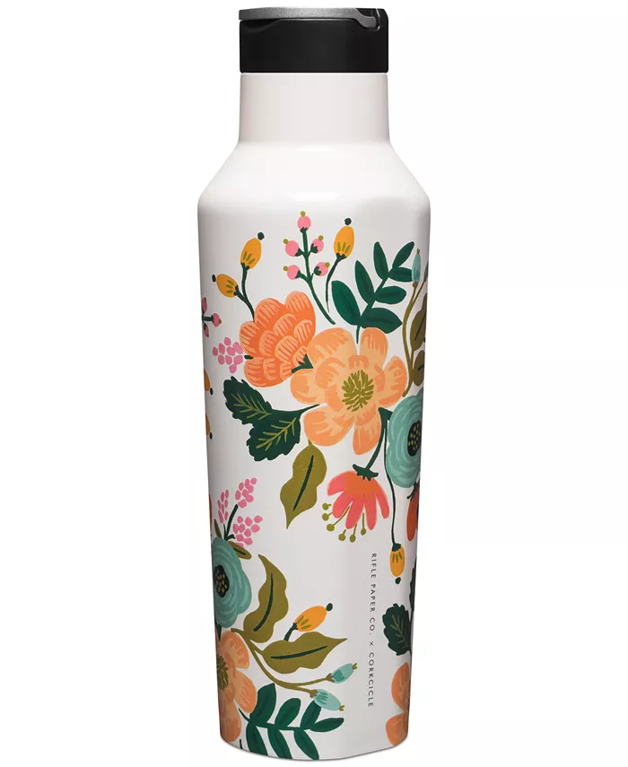 Corkcicle 20 oz Rifle Paper Co. Lively Floral Cream Sport Canteen Water Bottle - Mycitystee