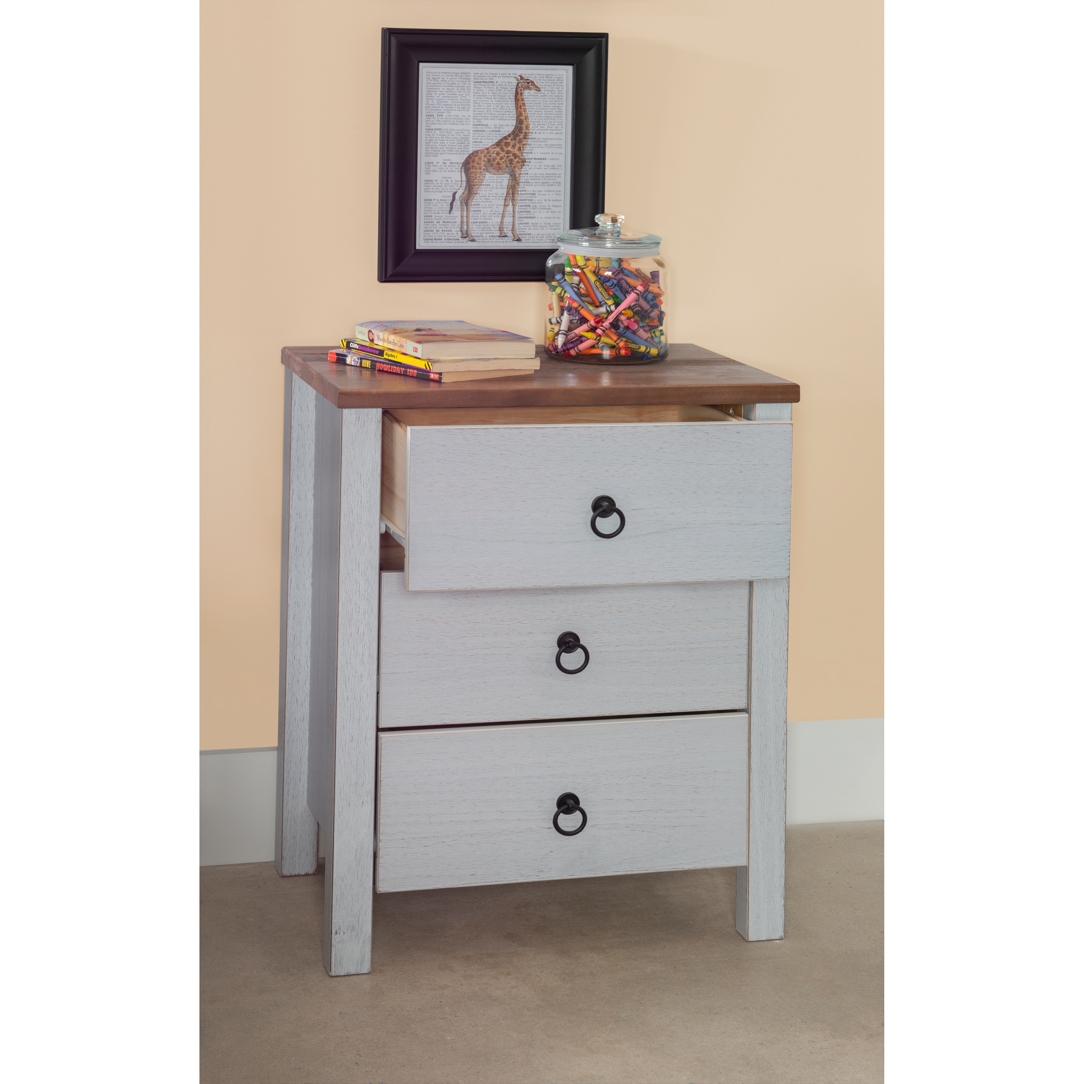 Merrin Rustic Oak Solid Wood 3 Drawer Chest - - 30879715 - Mycitystee