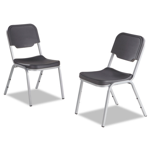 Iceberg Rough n Ready Stack Chair， Supports Up to 500 lb， Black Seat/Back， Silver Base， 4/Carton (64111) - Mycitystee