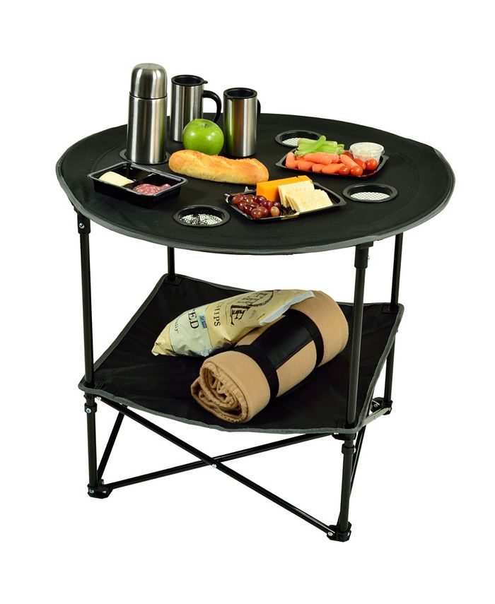 Picnic At Ascot Canvas Folding Table and Carrier for Picnic， Travel， Tailgating - Mycitystee