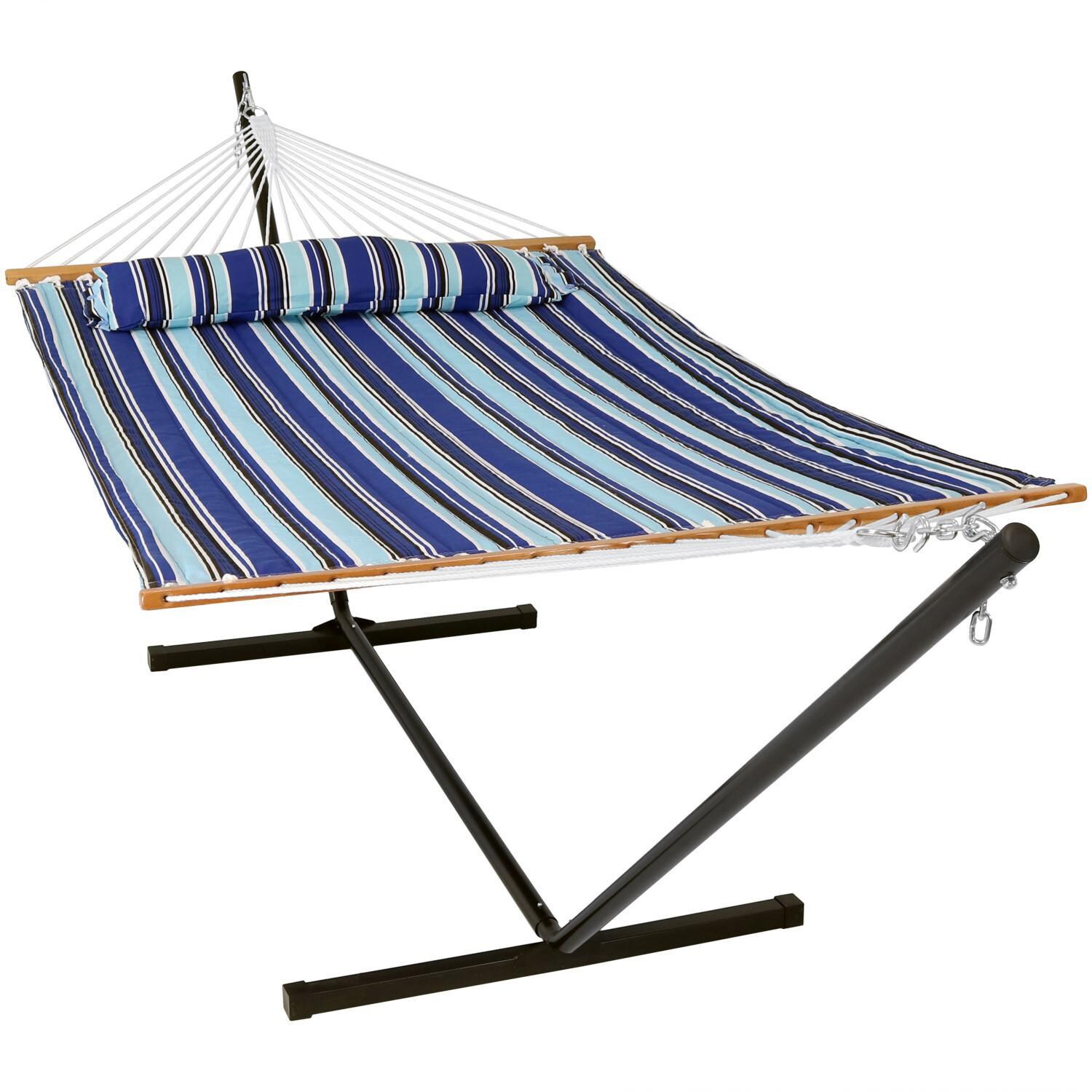 Ultimate Patio Quilted Double Hammock w/ Stand and Pillow - Mycitystee