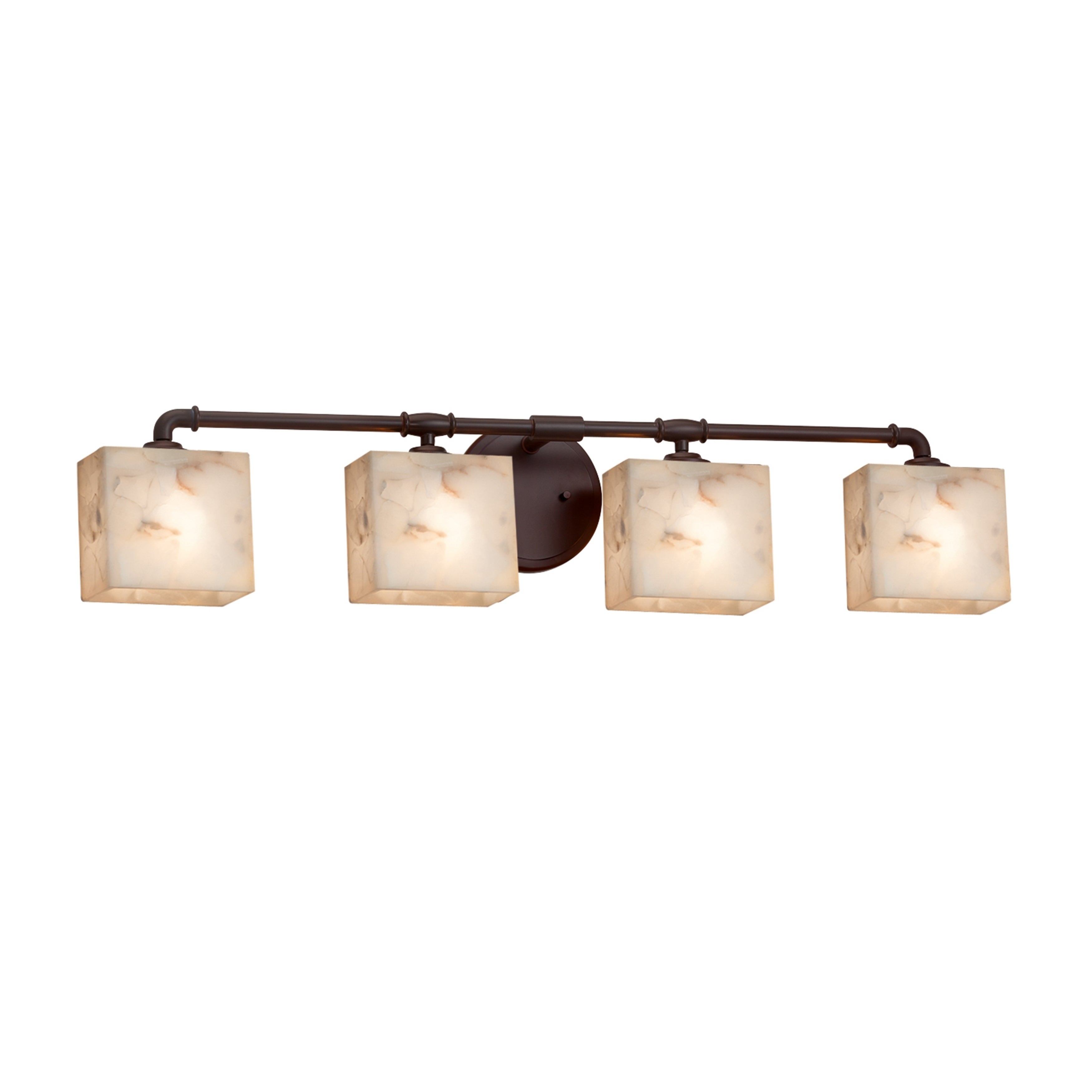 Justice Design Alabaster Rocks! Bronx 4-light Dark Bronze Bath Bar， Alabaster Rocks Rectangle Shade - Mycitystee