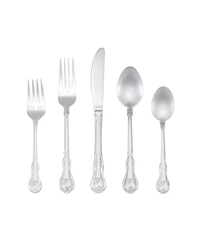 RiverRidge Home Riverridge Bouquet 46 Piece Monogrammed Flatware Set - G， Service for 8 - Mycitystee
