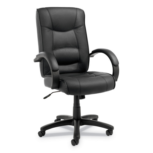 Alera Strada Series High-Back Swivel/Tilt Top-Grain Leather Chair， Supports Up to 275 lb， 17.91