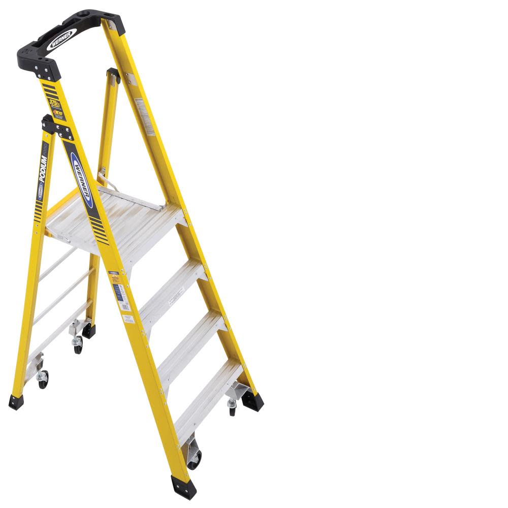 Podium 4-ft Fiberglass 375-lb Type IAA Platform Ladder - Mycitystee